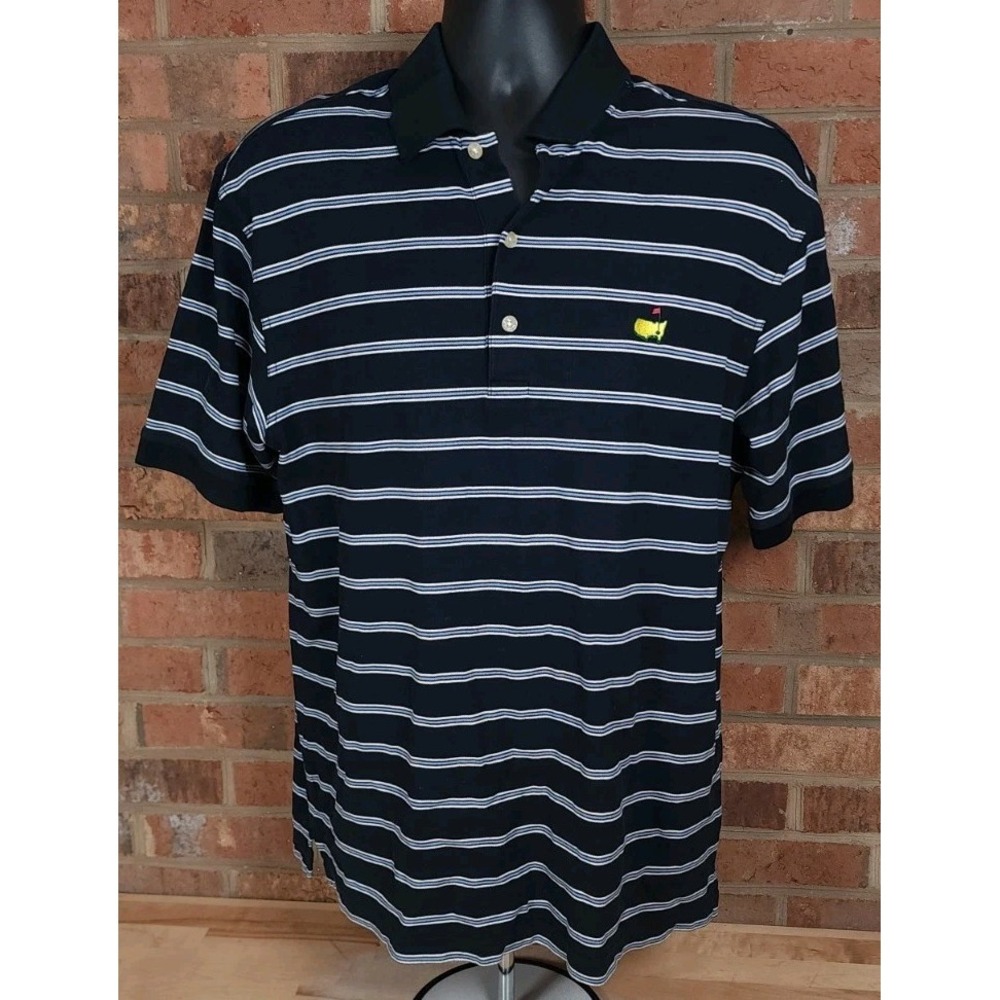 Masters‎ Collection Golf Polo Shirt Mens Size Large Black Stripe